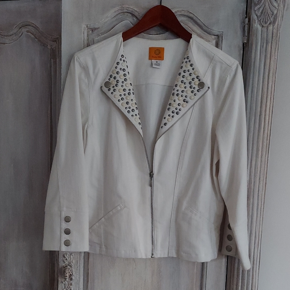 Ruby Rd. White Studded Jean Jacket - image 1